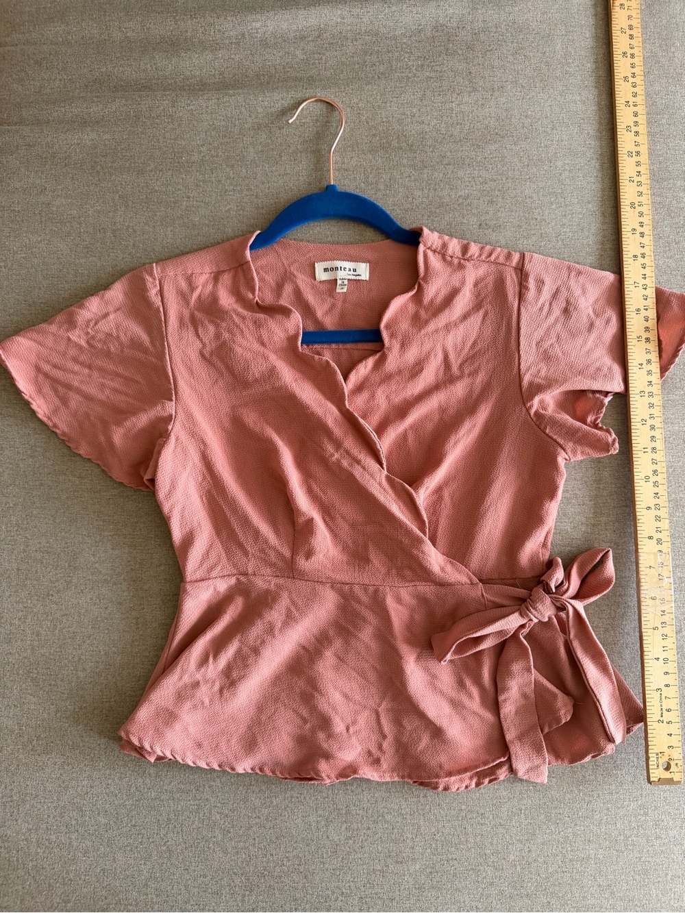 Monteau Dusty Rose Wrap Blouse